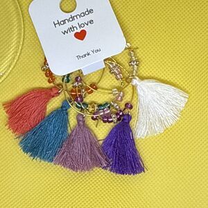 Handmade Multicolor Beaded Tassel Wine Charms Boho Style Set
